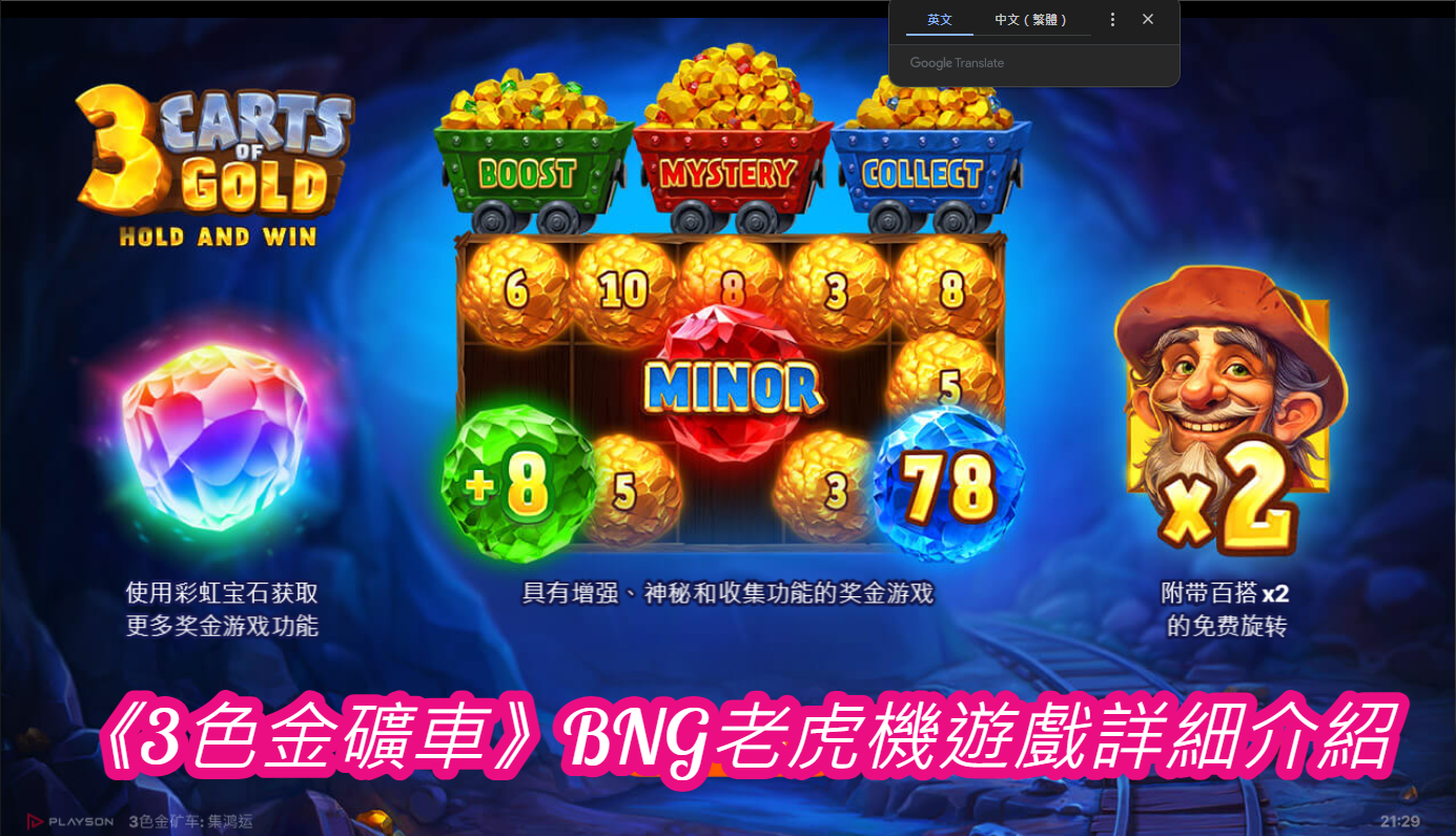 《3色金礦車》BNG老虎機遊戲詳細介紹