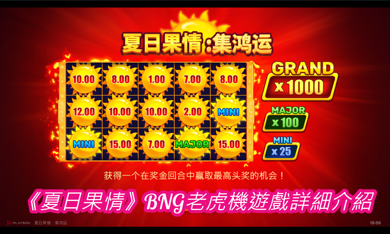 《夏日果情》BNG老虎機遊戲詳細介紹