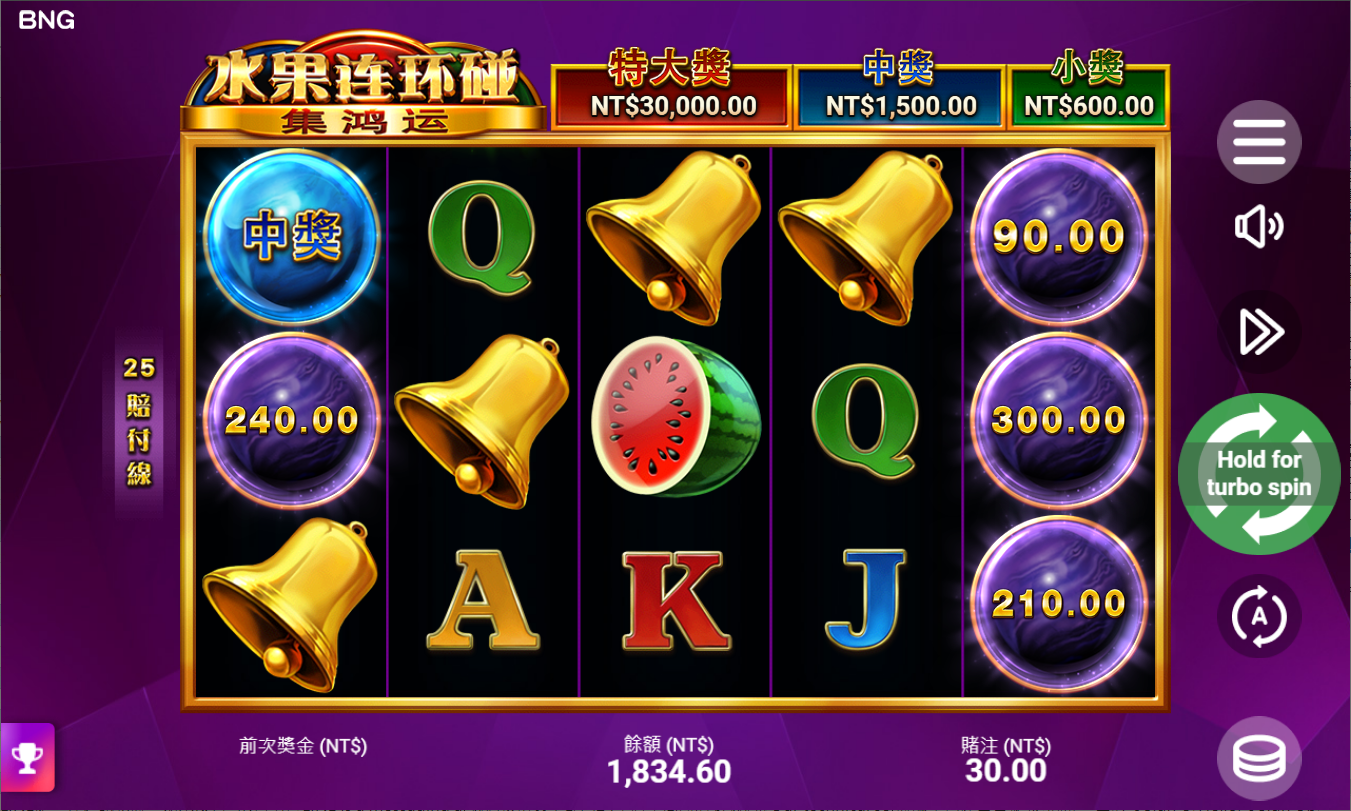 《水果連環碰》BNG老虎機遊戲詳細介紹