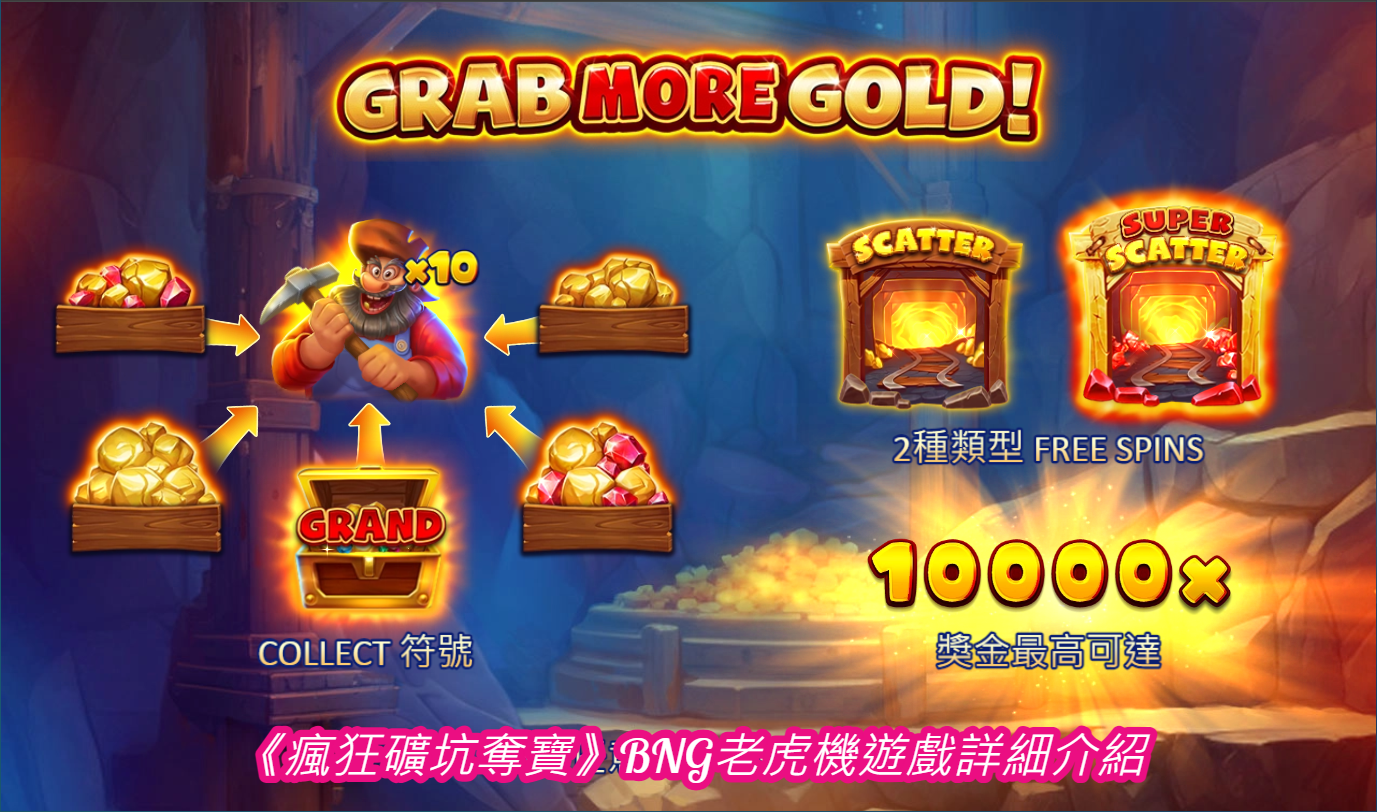 《瘋狂礦坑奪寶》BNG老虎機遊戲詳細介紹