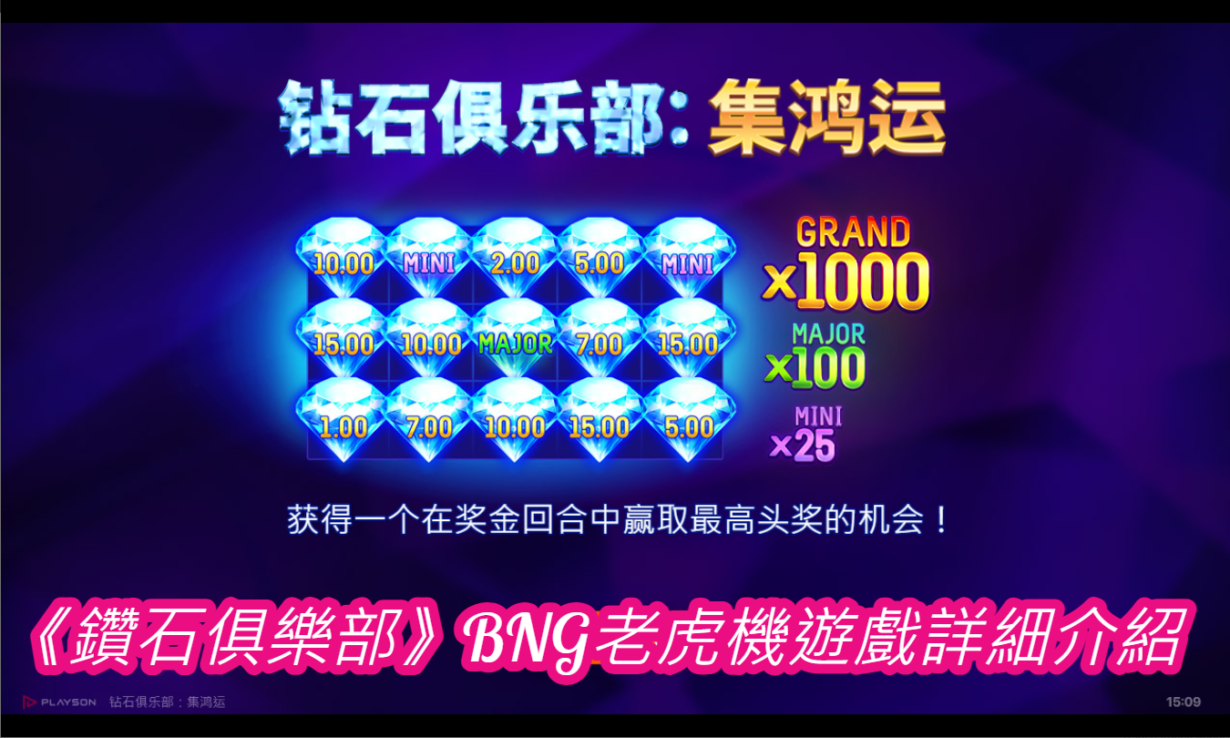 《鑽石俱樂部》BNG老虎機遊戲詳細介紹