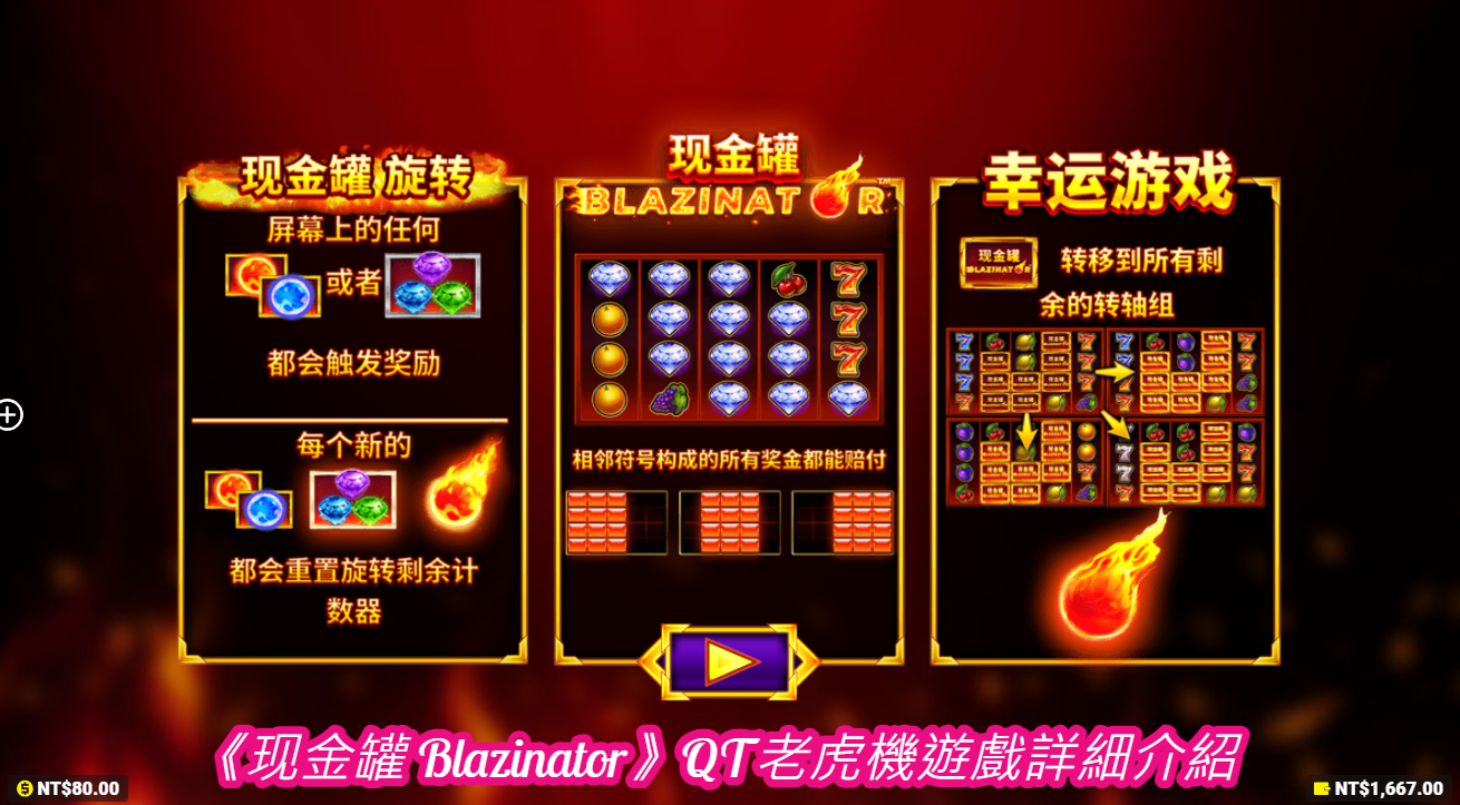 《现金罐 Blazinator》QT老虎機遊戲詳細介紹  
